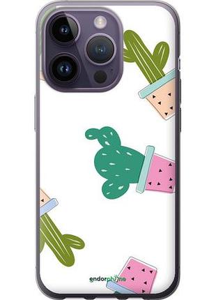 Чехол на iphone 14 pro кактусы в горшочках "3968u-2646-10746"