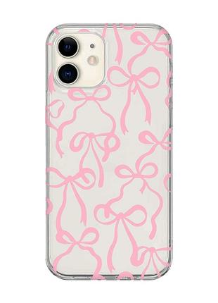 Прозрачный чехол на iphone 12 mini бантики (принт 406)