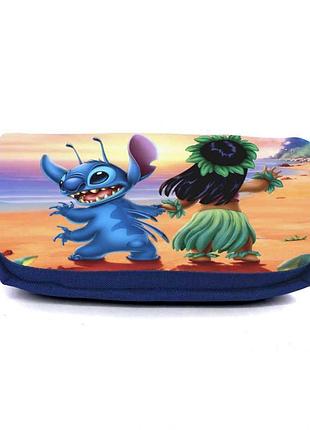 Шкільний пенал ліло та стіч органайзер універсальний (lilo & stitch — 004) синій