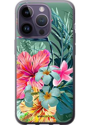 Чохол на iphone 14 pro тропічні квіти v1 "4667u-2646-10746"
