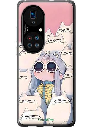 Чехол на huawei p50 милая девочка и коты хуавей п50