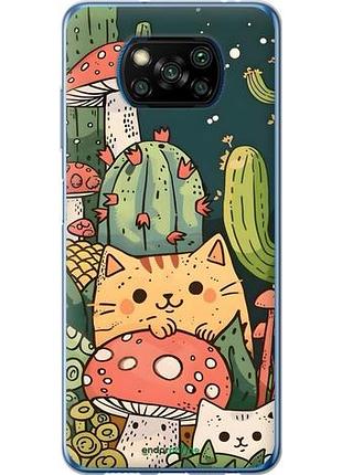 Чехол на xiaomi poco x3 коты грибы сяоми поко х3