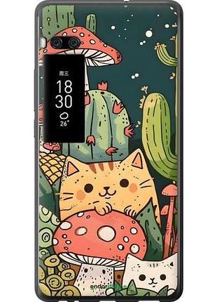 Чехол на meizu pro 7 plus коты грибы мейзу про 7 плюс