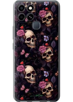 Чехол на infinix smart 6 черепа и розы инфикс смарт 6