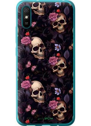 Чехол на xiaomi redmi 9a черепа и розы сяоми редми 9а