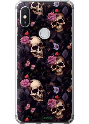 Чехол на xiaomi redmi s2 черепа и розы сяоми редми с2