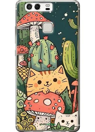 Чохол на huawei p9 коти гриби