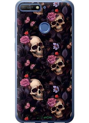 Чехол на huawei honor 7a pro черепа и розы хуавей хонор 7а про