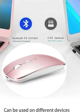 Беспроводная светодиодная мышь uiosmuph q5 bluetooth rose gold 4