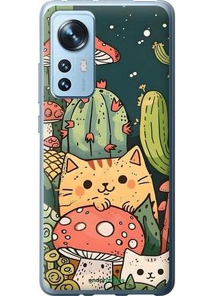 Чохол на xiaomi 12 коти гриби