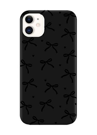 Матовий чорний чохол на apple iphone 11 бантики (принт 405)