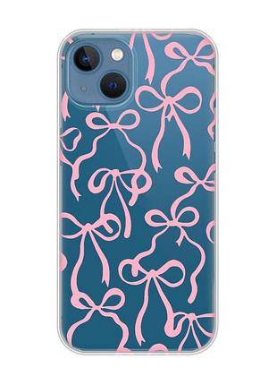 Прозорий чохол на apple iphone 13 бантики (принт 406)