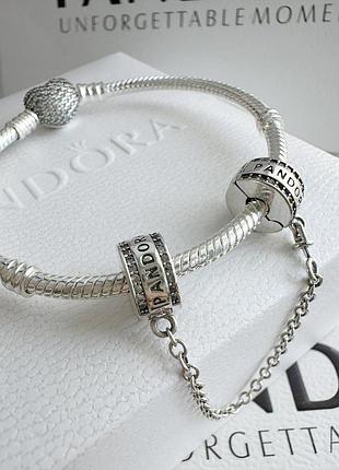 Захисний ланцюжок на браслет пандора срібний шарм цепочка pandora бусина на браслет шарм намистина фіксатор