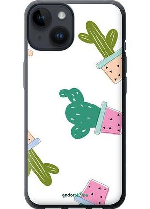 Чехол на iphone 14 кактусы в горшочках "3968u-2648-10746"