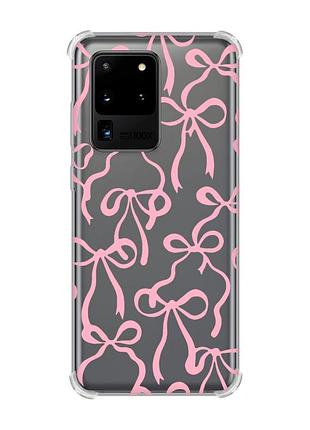Чехол с утолщёнными углами для samsung galaxy s20 ultra бантики (принт 406)