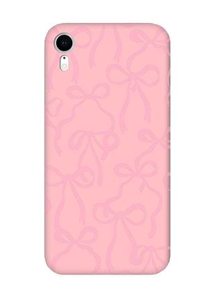 Матовый розовый чехол на apple iphone xr бантики (принт 406)