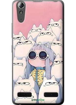 Чехол на lenovo a6000 милая девочка и коты леново а6000