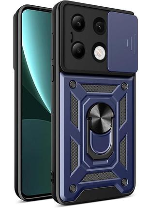 Чехол fiji camera defence для xiaomi redmi note 14s бампер с защитой камеры и подставкой dark blue