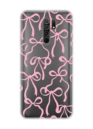 Прозрачный чехол на xiaomi redmi 9 бантики (принт 406)