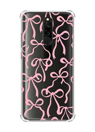 Чехол с утолщенными углами на xiaomi redmi 8 бантики (принт 406)