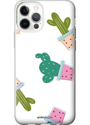 Чехол на iphone 12 pro кактусы в горшочках "3968u-2052-10746"