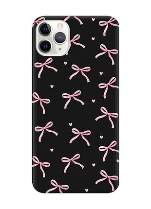 Матовый черный чехол на iphone 11 pro бантики (принт 404)