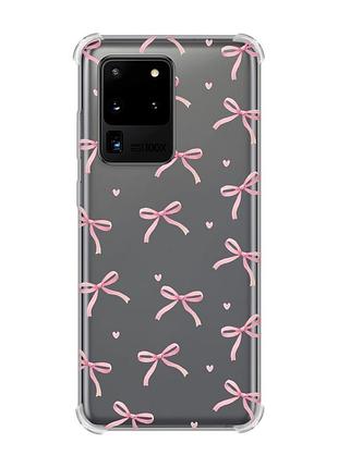 Чохол з потовщеними кутами на samsung galaxy s20 ultra бантики (принт 404)