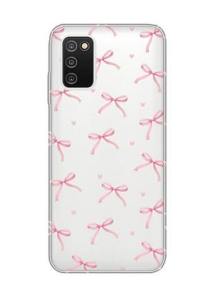 Прозрачный чехол на samsung galaxy a03s бантики (принт 404)