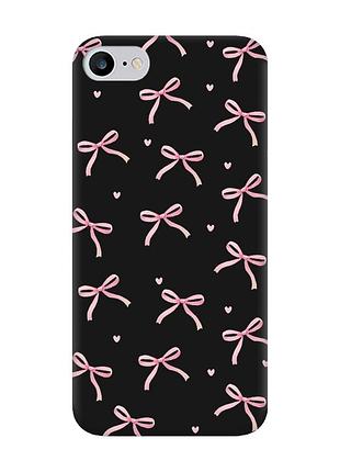 Матовый черный чехол на iphone 7 / 8 бантики (принт 404)