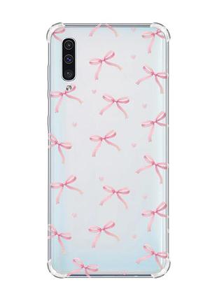 Чехол с утолщёнными углами на samsung galaxy a50 (2019) a505 бантики (принт 404)