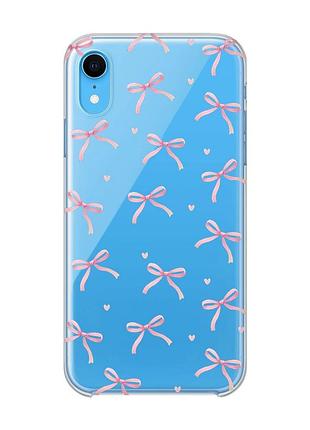 Прозрачный чехол на iphone xr бантики (принт 404)