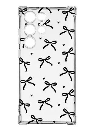 Чохол з потовщеними кутами на samsung galaxy s23 ultra бантики (принт 405)