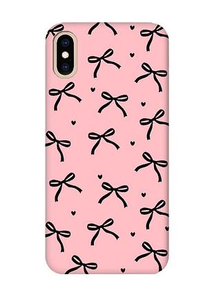 Матовый розовый чехол на iphone xs max бантики (принт 405)