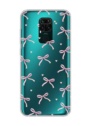 Прозрачный чехол на xiaomi redmi note 9/redmi 10 x бантики (принт 404)
