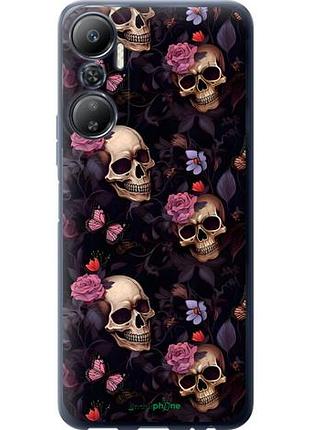 Чехол на infinix hot 20 черепа и розы инфикс хот 20