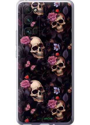 Чехол на huawei honor 30 pro черепа и розы хуавей хонор 30 про