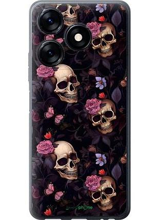 Чохол на tecno spark 10c черепа та троянди