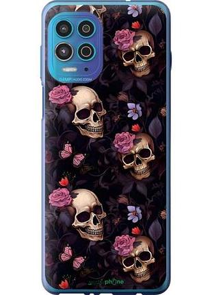 Чехол на motorola g100 черепа и розы моторола г100