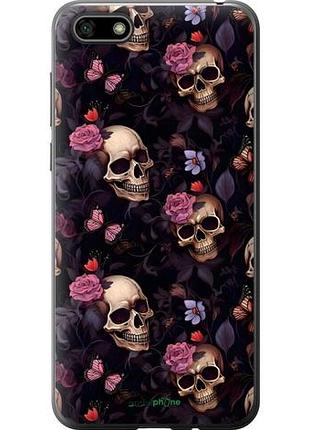 Чохол на huawei honor 7a черепа та троянди