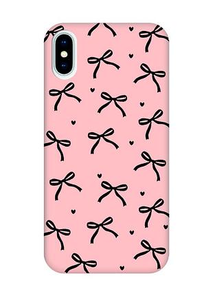Матовый розовый чехол на iphone x / xs бантики (принт 405)
