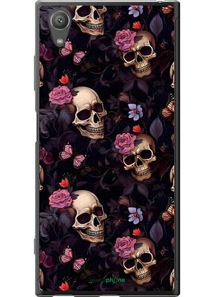 Чехол на sony xperia xa1 plus g3412 черепа и розы сони эксперия ха1 плюс г3412