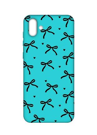 Матовый бирюзовый чехол на samsung galaxy a04 бантики (принт 405)