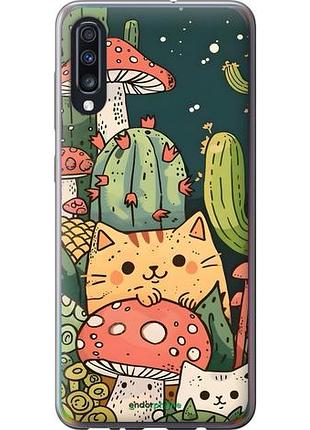 Чехол на samsung galaxy a70 2019 a705f коты грибы самсунг а70 2019 а705ф
