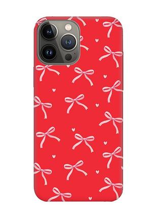 Матовий червоний чохол на apple iphone 13 pro бантики (принт 404)