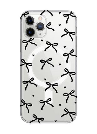 Магнітний чохол на iphone 11 pro max із підтримкою magsafe бантики (принт 405)