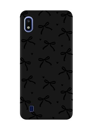 Матовый черный чехол на samsung galaxy a10 (2019) a105 бантики (принт 405)