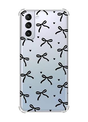 Чехол с утолщёнными углами на samsung galaxy s21 (g991) бантики (принт 405)