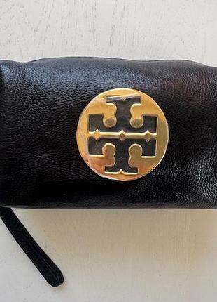 Косметичка tory burch, чорна, натуральна шкіра преміум класу, клатч вечірній