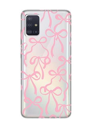 Прозрачный чехол на samsung galaxy a71/a715 бантики (принт 406)