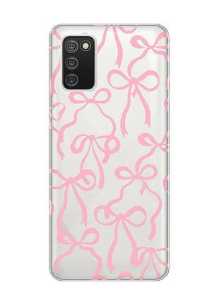 Прозрачный чехол для samsung galaxy a02s бантики (принт 406)
